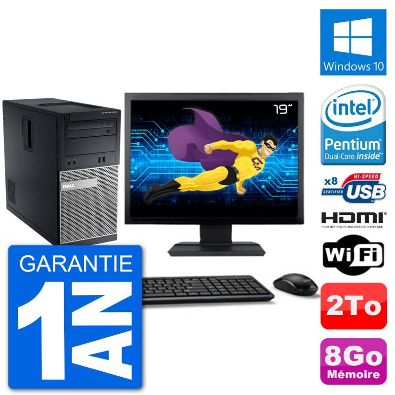 Dell Optiplex 3010 MT Desktop PC - 19" Screen, 8GB RAM, 2TB HDD, HDMI, Windows 10, WiFi