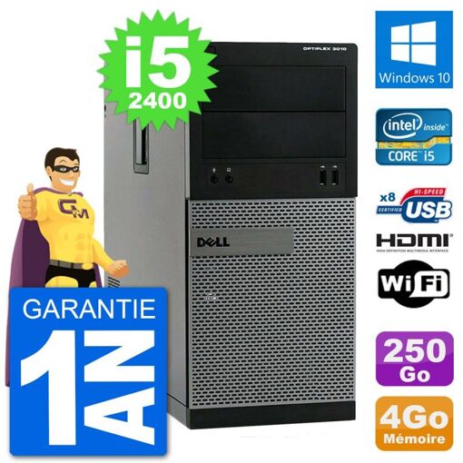 Dell Optiplex 3010 MT Desktop PC i5-2400 4GB RAM 250GB HDD HDMI Windows 10 Wi-Fi