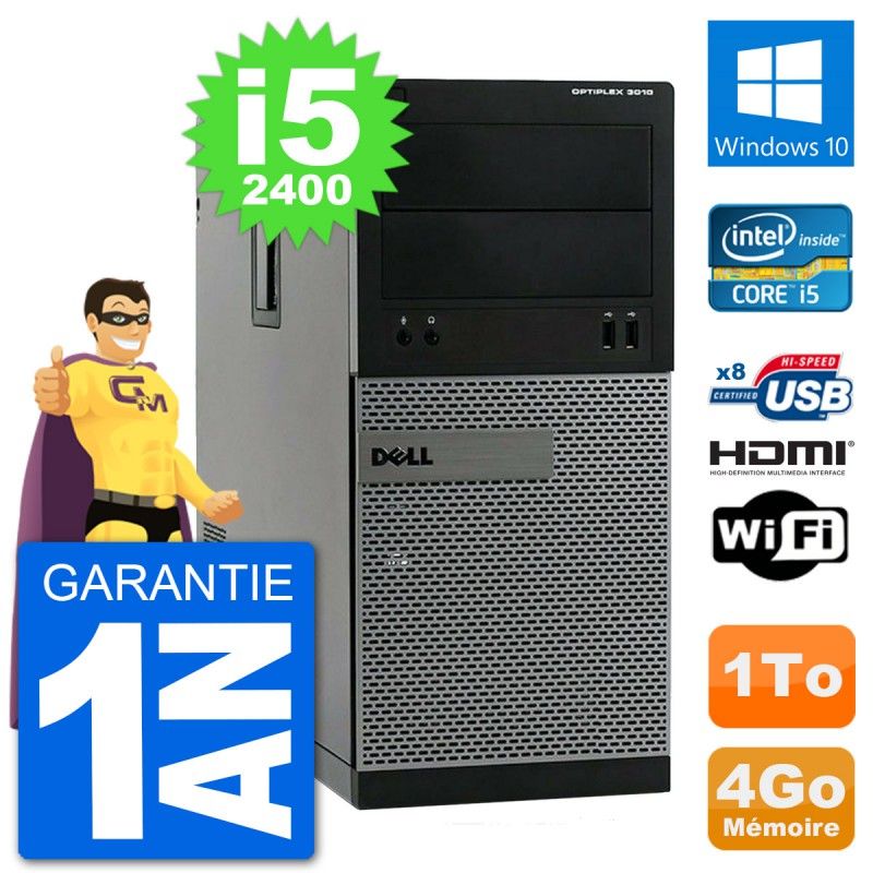 Dell Optiplex 3010 MT Desktop PC i5-2400, 4GB RAM, 1TB HDD, HDMI, Windows 10, Wifi