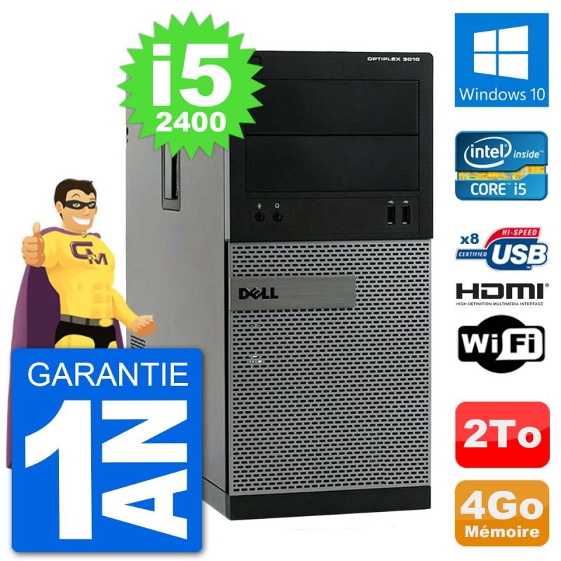 Dell Optiplex 3010 MT Desktop PC i5-2400 4GB RAM 2TB HDD HDMI Windows 10 Wifi