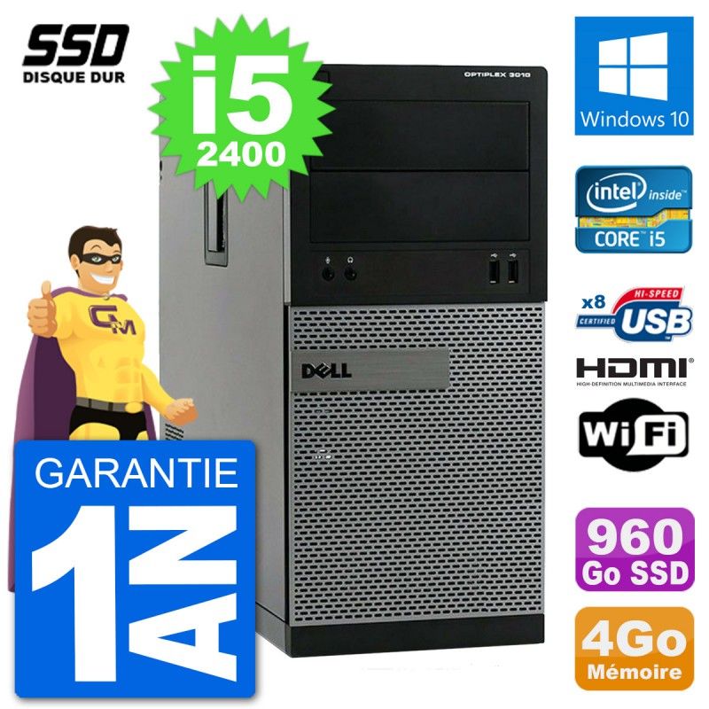 Dell Optiplex 3010 MT Desktop PC i5-2400 4GB RAM 960GB SSD HDMI Windows 10 Wifi