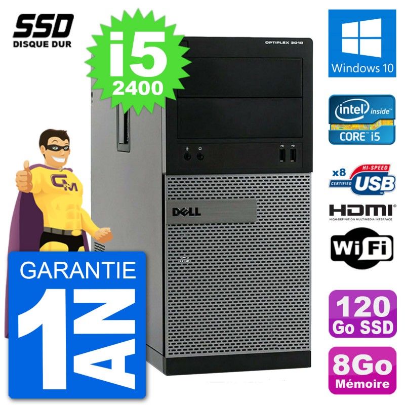 Dell Optiplex 3010 MT Desktop PC i5-2400 8GB RAM 120GB SSD HDMI Windows 10 Wifi