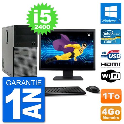 Dell Optiplex 3010 MT Desktop PC - 19" Screen, i5-2400, 4GB RAM, 1TB HDD, HDMI, Windows 10, Wifi
