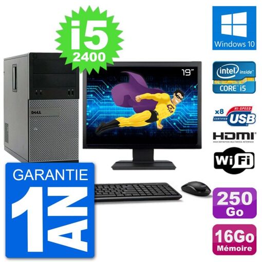 Dell Optiplex 3010 MT Desktop PC - 19" Screen, i5-2400, 16GB RAM, 250GB HDD, HDMI, WiFi