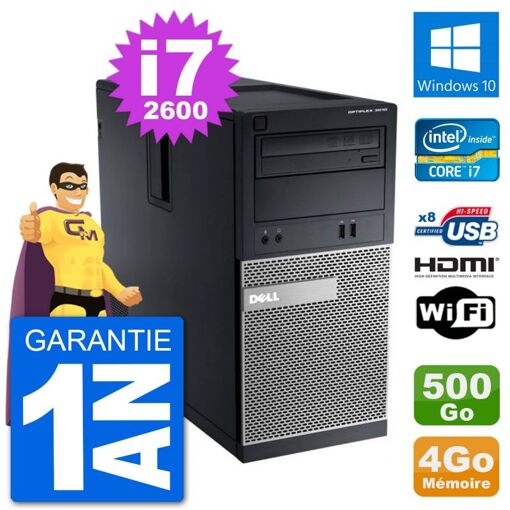 Dell Optiplex 3010 MT Desktop PC - i7-2600, 4GB RAM, 500GB HDD, HDMI, WiFi, Windows 10