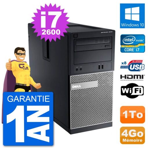 Dell Optiplex 3010 MT Desktop Computer, i7-2600, 4GB RAM, 1TB HDD, HDMI, Windows 10, WiFi