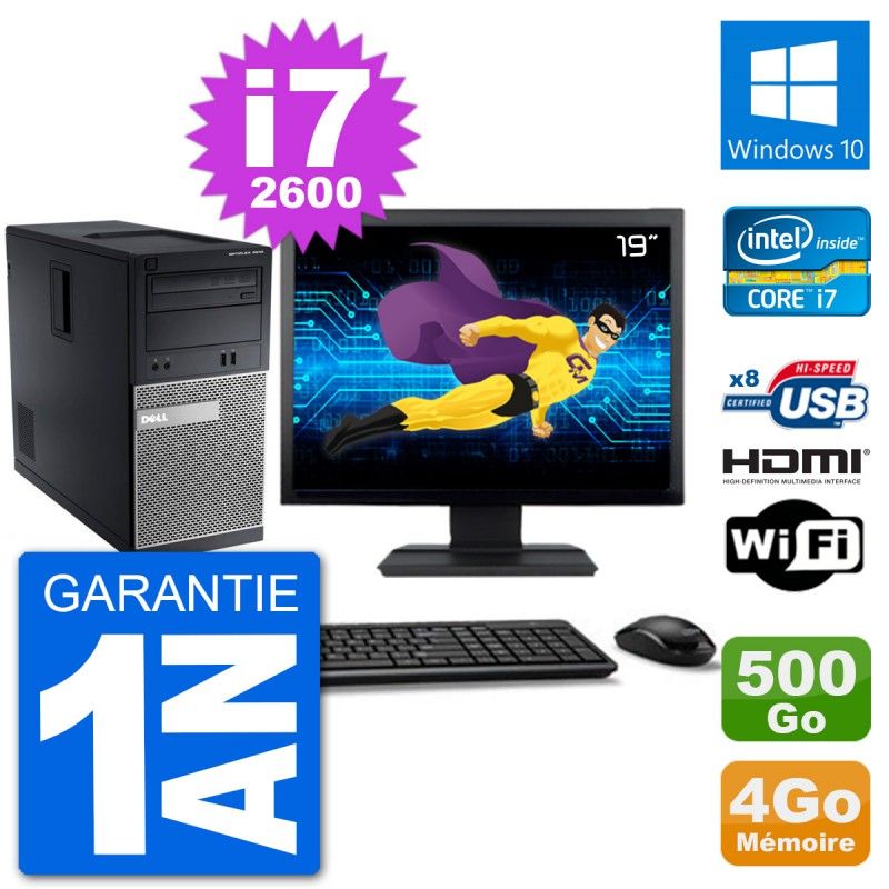 Dell Optiplex 3010 MT Desktop Computer, 19-inch Screen, i7-2600, 4GB RAM, 500GB Hard Drive, HDMI