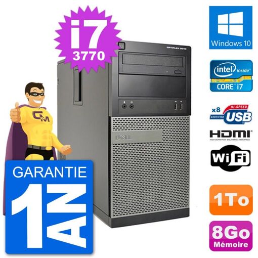 Dell Optiplex 3010 MT Desktop Computer i7-3770, 8GB RAM, 1TB HDD, HDMI, Windows 10, Wifi