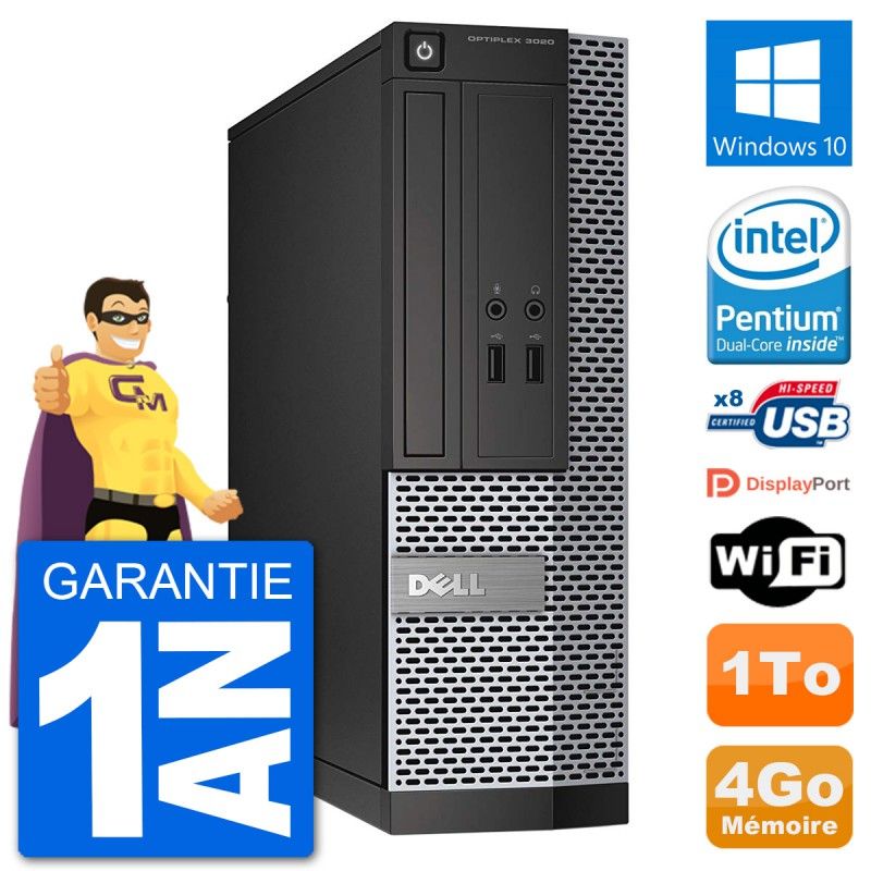 Computadora Dell Optiplex 3020 SFF - Procesador Intel Pentium G3220, 4 GB de RAM, Disco duro de 1 TB, Windows 10, WiFi