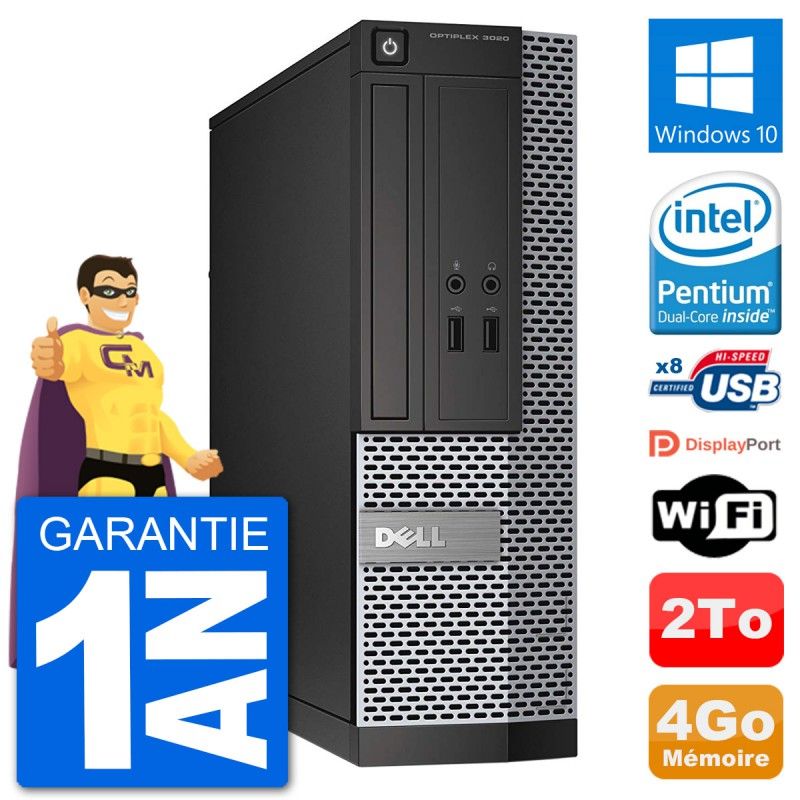 PC de escritorio Dell Optiplex 3020 SFF - Procesador Intel Pentium G3220, 4GB de RAM, Disco duro de 2TB, Windows 10, WiFi