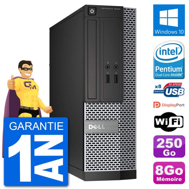 Dell Optiplex 3020 SFF Desktop PC - Intel Pentium G3220, 8GB RAM, 250GB Hard Drive, Windows 10, WiFi