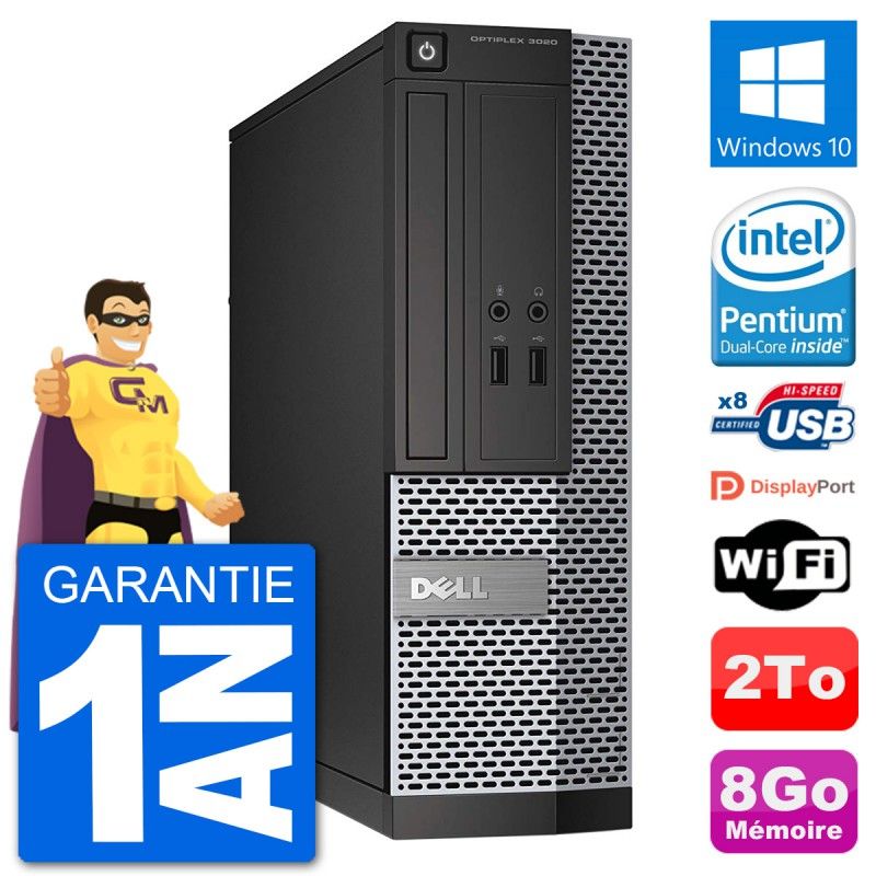 Dell Optiplex 3020 SFF Desktop PC - Intel Pentium G3220, 8GB RAM, 2TB HDD, Windows 10, Wifi