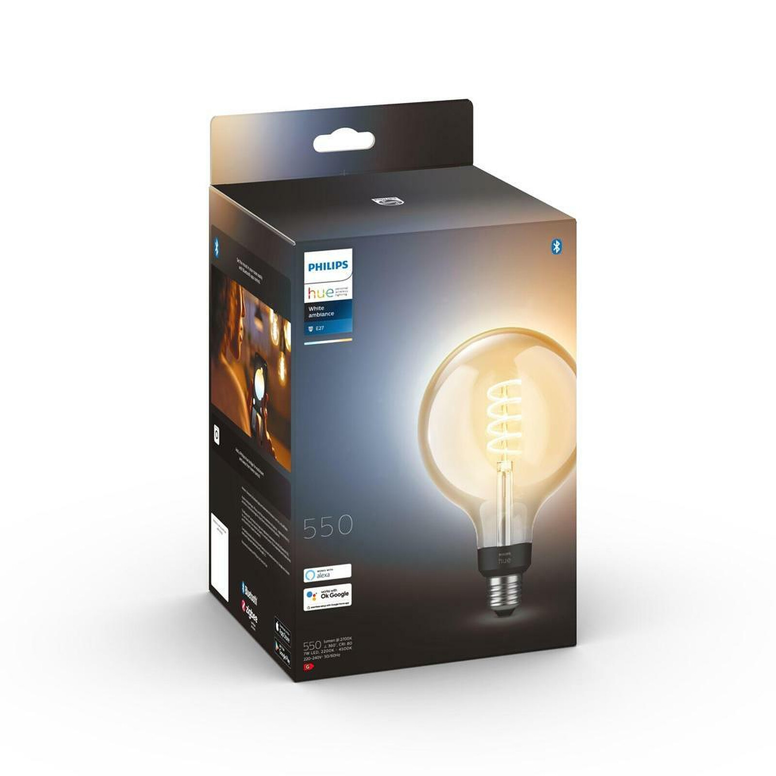 Philips Hue White Connected Filament Edison G125 7W E27 Bulb