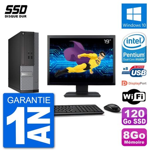 Dell Optiplex 3020 SFF Desktop Computer - 8GB RAM, 120GB SSD, 19" Screen, Windows 10, Wifi