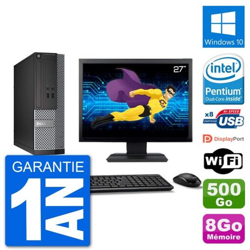 Dell Optiplex 3020 SFF PC - 8GB RAM, 500GB HDD, 27" Screen, Windows 10, Wifi