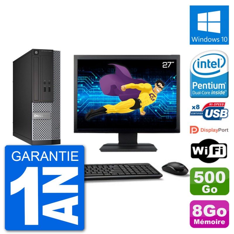 Dell Optiplex 3020 SFF PC - 8GB RAM, 500GB HDD, 27" Screen, Windows 10, Wifi