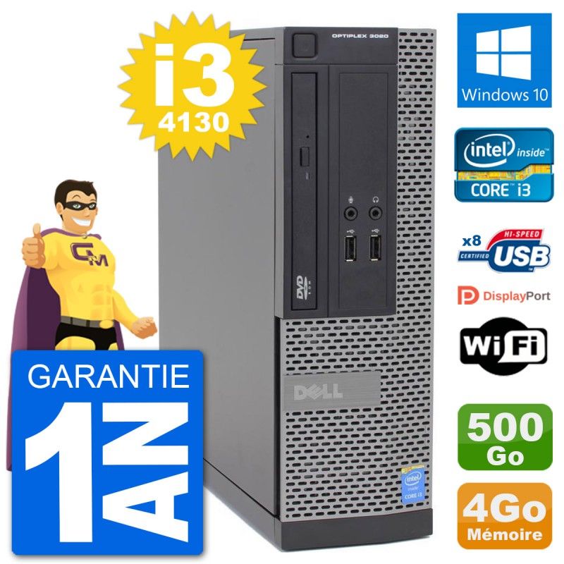 Dell Optiplex 3020 SFF Desktop PC - i3-4130, 4GB RAM, 500GB HDD, Windows 10, WiFi