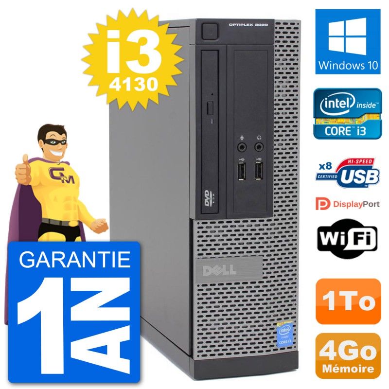 Dell Optiplex 3020 SFF Desktop PC i3-4130 4GB RAM 1TB HDD Windows 10 WiFi