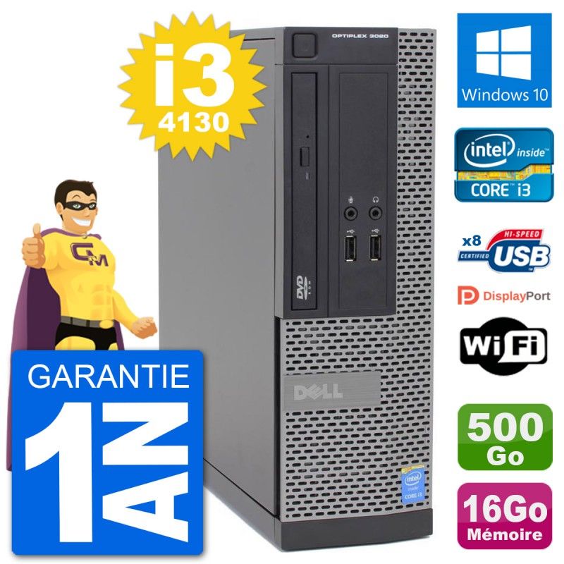 Dell Optiplex 3020 SFF Desktop PC - i3-4130, 16GB RAM, 500GB HDD, Windows 10, WiFi