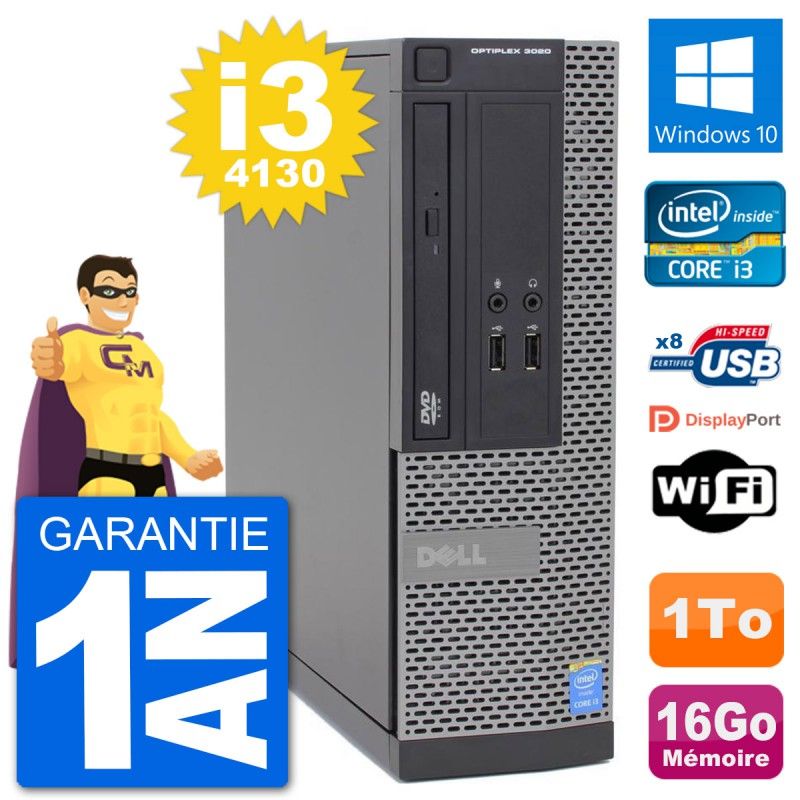 Dell Optiplex 3020 SFF Desktop PC i3-4130 16GB RAM 1TB HDD Windows 10 Wifi