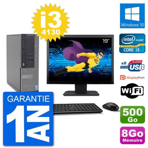 Dell Optiplex 3020 SFF Desktop PC - 19" Screen, i3-4130, 8GB RAM, 500GB HDD, Windows 10, Wifi