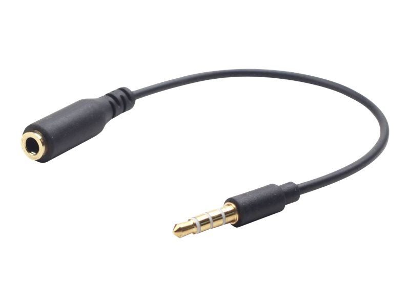 Gembird CCA-419 - Audio Adapter - 3.5mm 4-Pole Female to Male Jack - 7.09in - Black