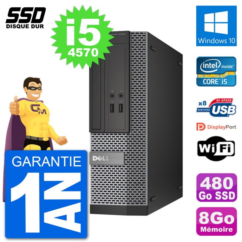 Dell Optiplex 3020 SFF Desktop PC - i5-4570, 8GB RAM, 480GB SSD, Windows 10, Wifi