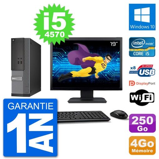 Dell Optiplex 3020 SFF Desktop PC - 19" Screen, i5-4570, 4GB RAM, 250GB HDD, Windows 10, WiFi