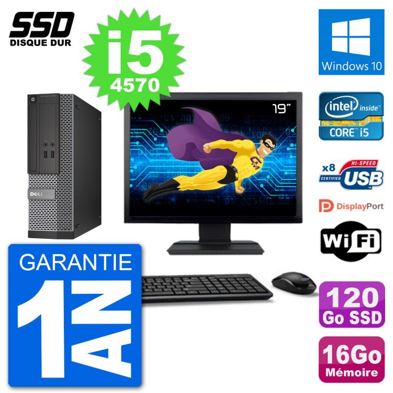 Dell Optiplex 3020 SFF Computer - 19" Screen, i5-4570, 16GB RAM, 120GB SSD, Windows 10, WiFi