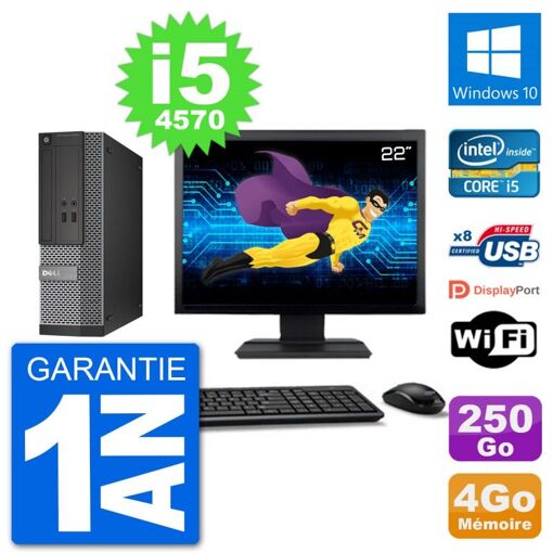 Dell Optiplex 3020 SFF Computer - 22" Screen, i5-4570, 4GB RAM, 250GB HDD, Windows 10, WiFi