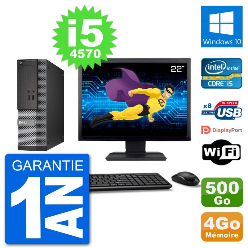 Dell Optiplex 3020 SFF Computer - 22" Screen, i5-4570, 4GB RAM, 500GB HDD, Windows 10, Wifi