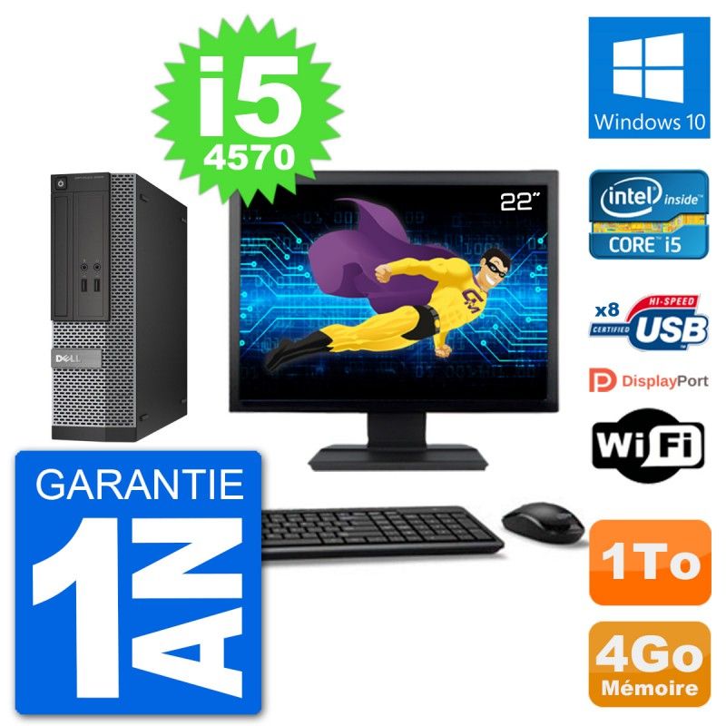 Dell Optiplex 3020 SFF Computer - 22" Screen, i5-4570, 4GB RAM, 1TB HDD, Windows 10, Wifi