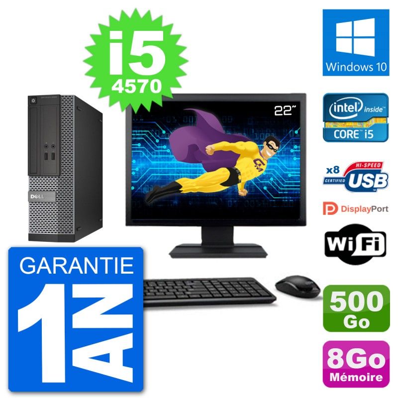Dell Optiplex 3020 SFF PC - 22" Screen, i5-4570, 8GB RAM, 500GB HDD, Windows 10, Wifi