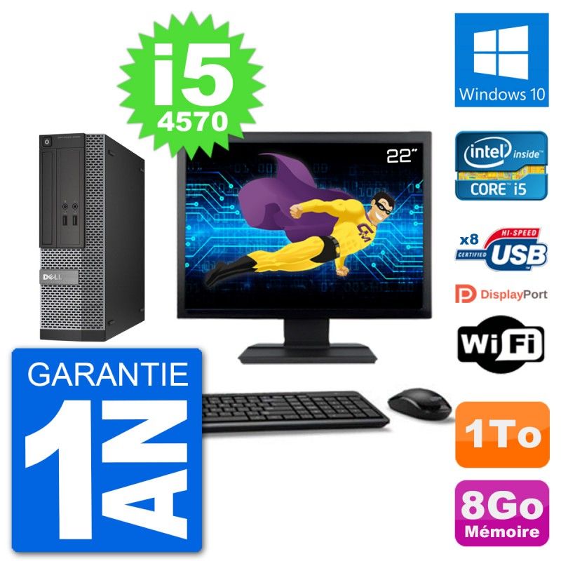 Dell Optiplex 3020 SFF Computer - 22" Screen, i5-4570, 8GB RAM, 1TB HDD, Windows 10, WiFi