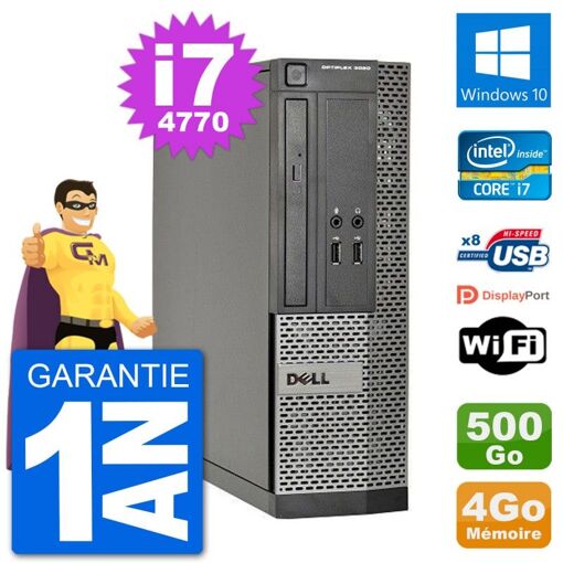 Dell Optiplex 3020 SFF Desktop PC - i7-4770, 4GB RAM, 500GB HDD, Windows 10, WiFi