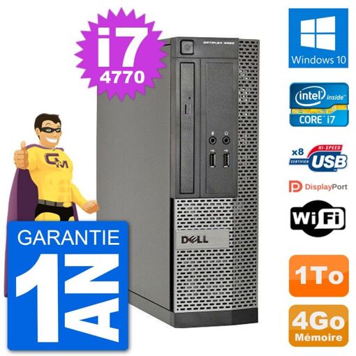 Dell Optiplex 3020 SFF Desktop PC - i7-4770, 4GB RAM, 1TB HDD, Windows 10, WiFi