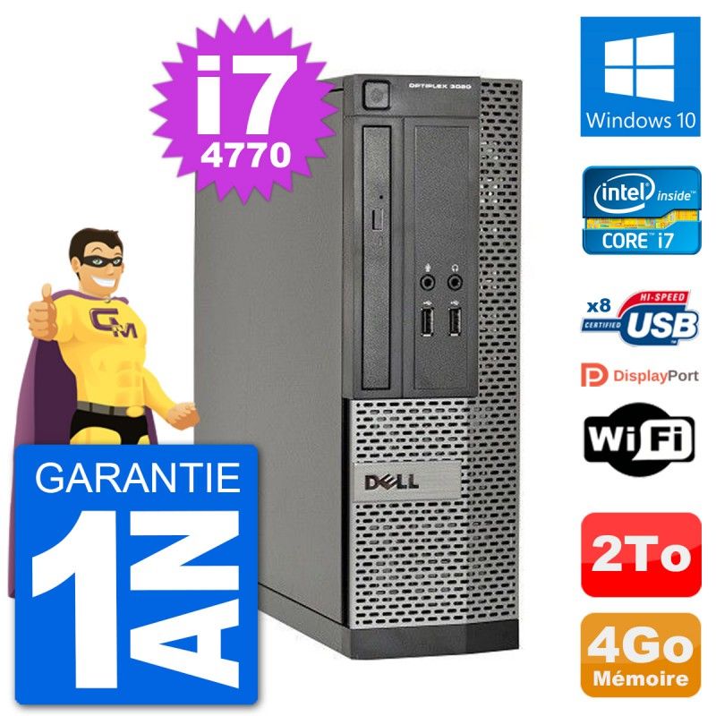 Dell Optiplex 3020 SFF Desktop PC i7-4770 4GB RAM 2TB HDD Windows 10 WiFi