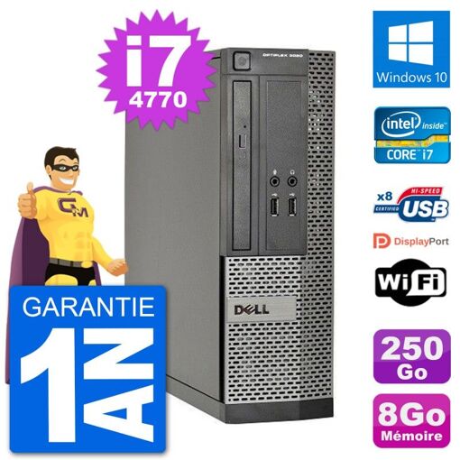 Dell Optiplex 3020 SFF i7-4770 8GB RAM 250GB HDD Windows 10 WiFi