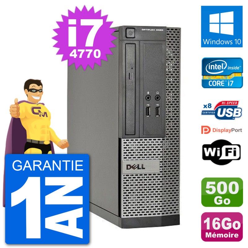 Dell Optiplex 3020 SFF Desktop PC - i7-4770, 16GB RAM, 500GB HDD, Windows 10, WiFi