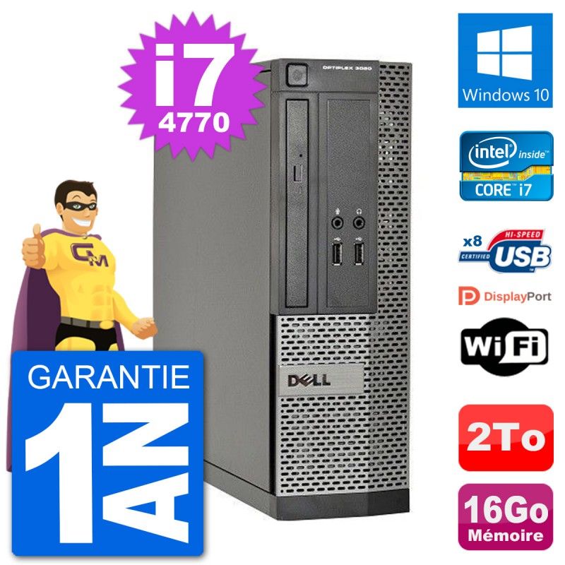 Dell Optiplex 3020 SFF Desktop PC i7-4770, 16GB RAM, 2TB HDD, Windows 10, WiFi
