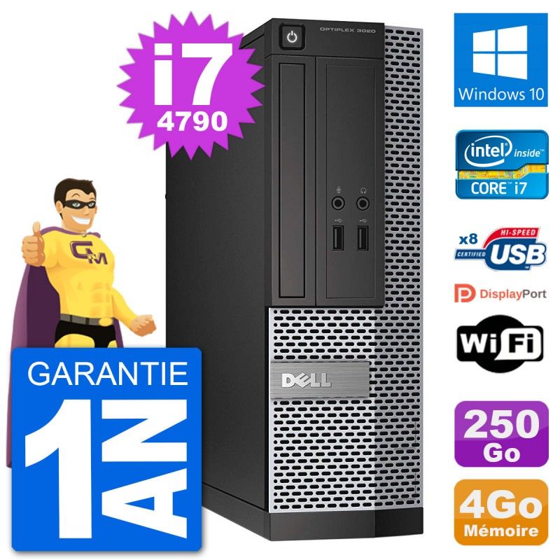 Dell Optiplex 3020 SFF Desktop PC - i7-4790, 4GB RAM, 250GB HDD, Windows 10, WiFi