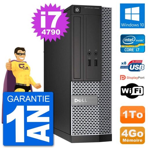 Dell Optiplex 3020 SFF Desktop PC - i7-4790, 4GB RAM, 1TB HDD, Windows 10, WiFi