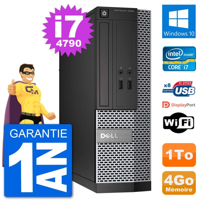 Dell Optiplex 3020 SFF Desktop PC - i7-4790, 4GB RAM, 1TB HDD, Windows 10, WiFi