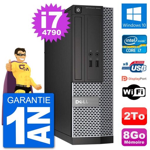 Dell Optiplex 3020 SFF Desktop PC i7-4790 8GB RAM 2TB HDD Windows 10 WiFi