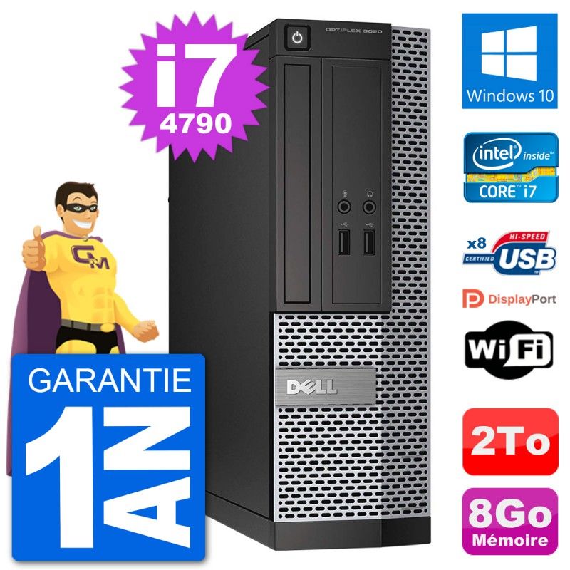 Ordinateur de bureau Dell Optiplex 3020 SFF i7-4790 8 Go RAM 2 To HDD Windows 10 WiFi
