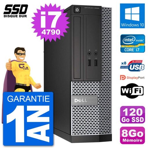 Dell Optiplex 3020 SFF Desktop PC - i7-4790, 8GB RAM, 120GB SSD, Windows 10, Wifi