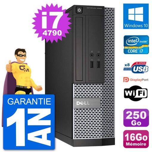 Dell Optiplex 3020 SFF Desktop PC - i7-4790, 16GB RAM, 250GB HDD, Windows 10, Wifi