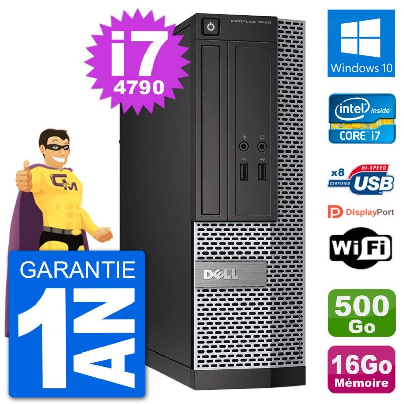 Dell Optiplex 3020 SFF Desktop PC - i7-4790, 16GB RAM, 500GB HDD, Windows 10, WiFi