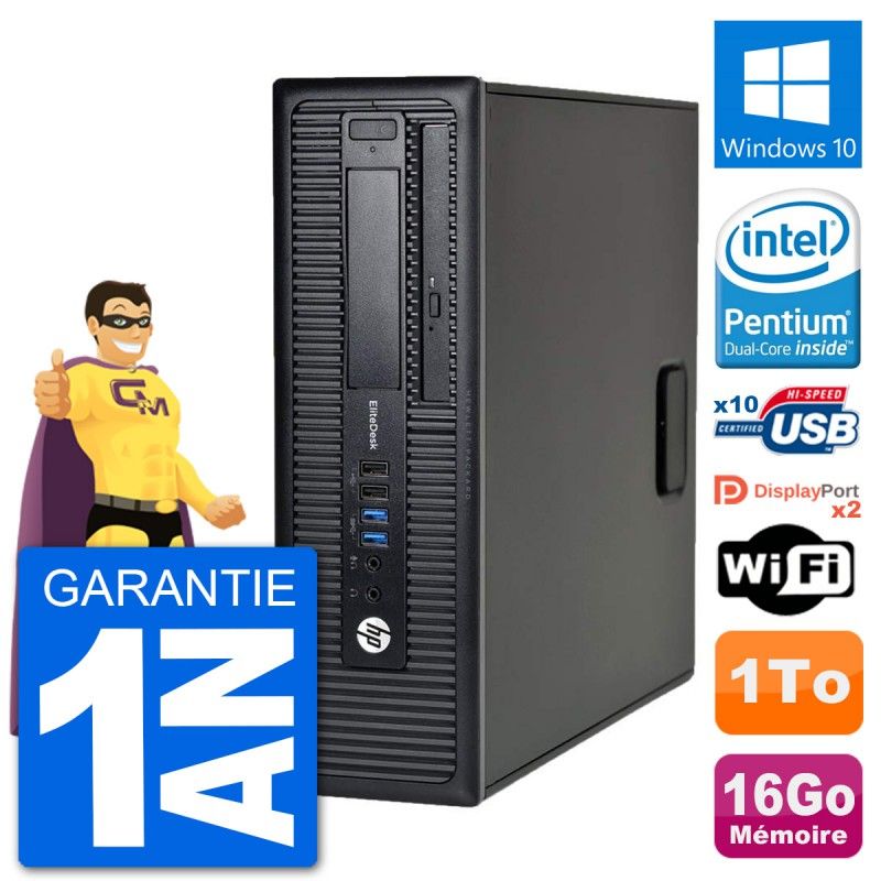 PC de escritorio HP EliteDesk 800 G1 - Procesador Intel Pentium Dual-Core G3220, 16 GB de RAM, 1 TB HDD, Windows 10, WiFi