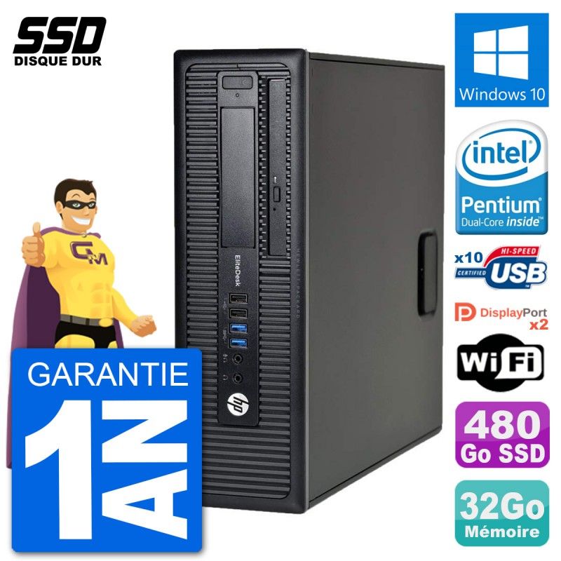 HP EliteDesk 800 G1 Desktop PC - Intel Core i3-4170, 32GB RAM, 480GB SSD, Windows 10